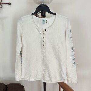 Aventura Cream Long Sleeve Tee with Floral Accents